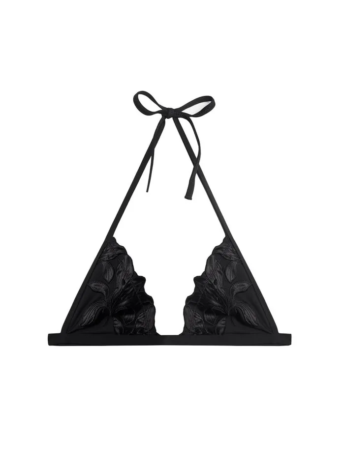 Fleur Du Mal Swim Women Lily Triangle Bikini Top Black Fleur Du Mal Swim Women Lily Triangle Bikini Top Black