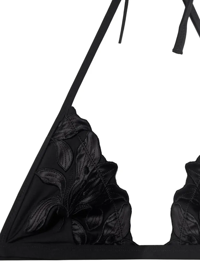 Fleur Du Mal Swim Women Lily Triangle Bikini Top Black Fleur Du Mal Swim Women Lily Triangle Bikini Top Black