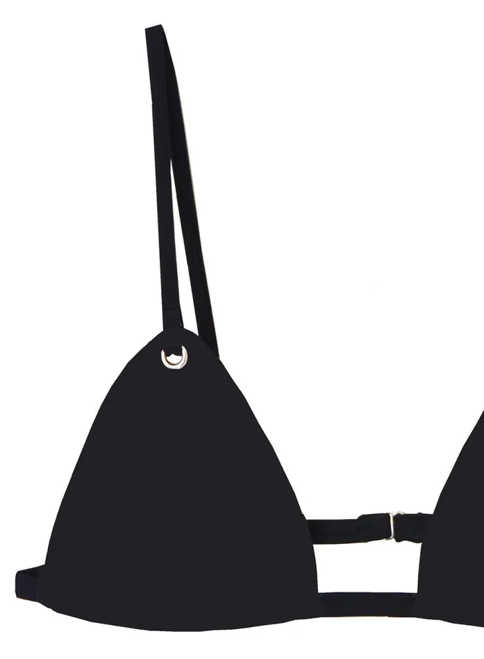 Fleur Du Mal Swim Women Triangle Bikini Top Black Fleur Du Mal Swim Women Triangle Bikini Top Black