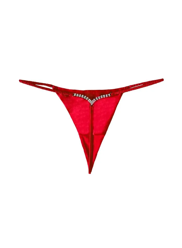 Fleur Du Mal Thongs Women Crystal Luxe V String Rouge Fleur Du Mal Thongs Women Crystal Luxe V String Rouge