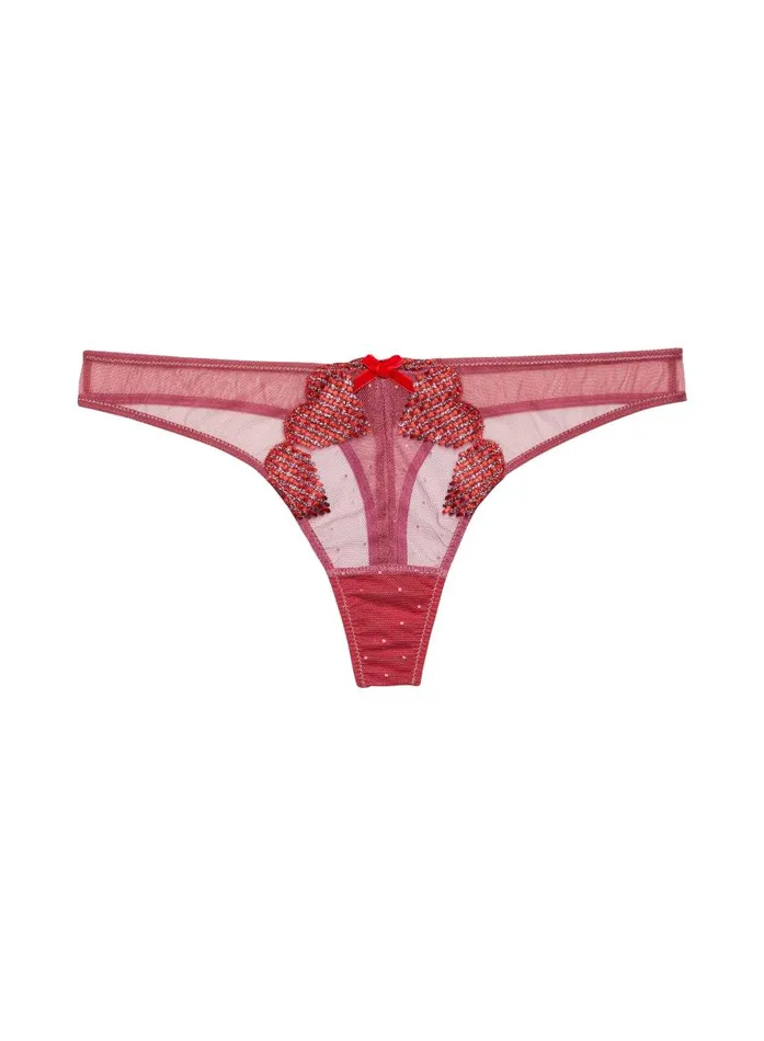 Fleur Du Mal Thongs Women Heart Embroidery Thong Rouge Fleur Du Mal Thongs Women Heart Embroidery Thong Rouge