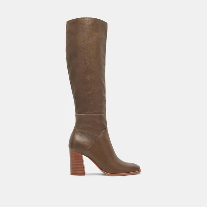 Fynn Boots Dark Olive Leather Women Dolce Vita Boots and Booties