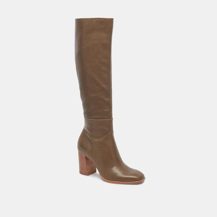 Fynn Boots Dark Olive Leather Women Dolce Vita Boots and Booties