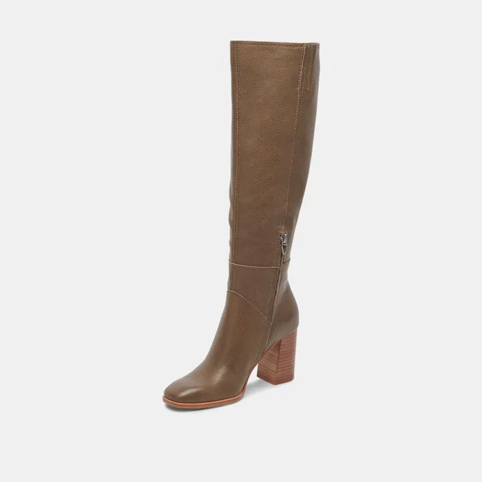 Fynn Boots Dark Olive Leather Women Dolce Vita Boots and Booties