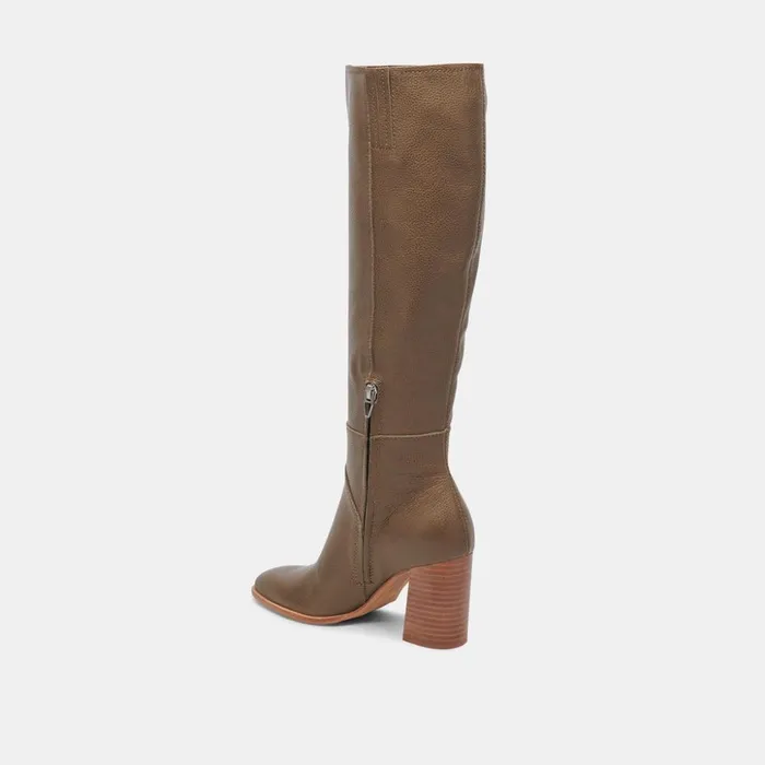 Fynn Boots Dark Olive Leather Women Dolce Vita Boots and Booties