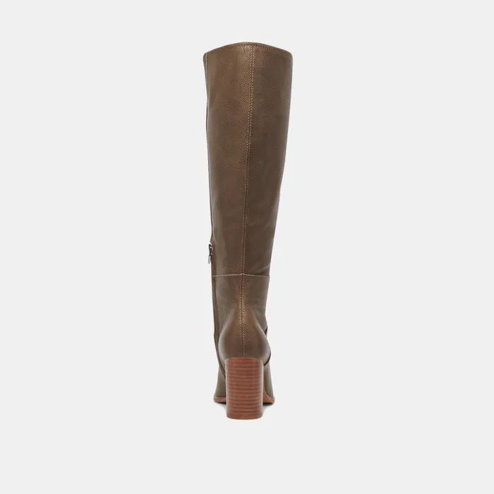 Fynn Boots Dark Olive Leather Women Dolce Vita Boots and Booties