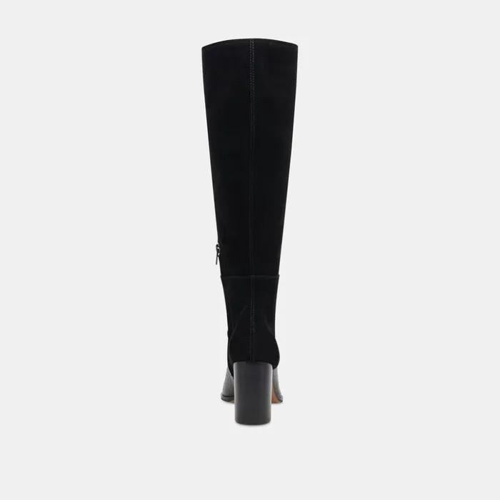 Fynn Wide Calf Boots Black Multi Embossed Leather Women Dolce Vita Boots and Booties