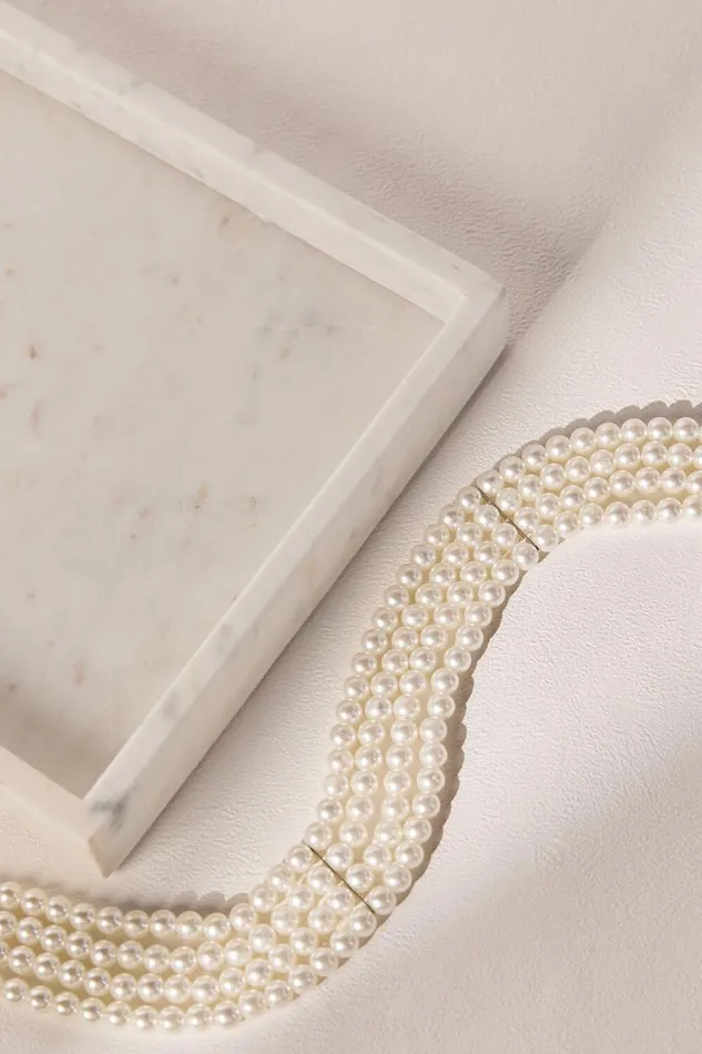 Gabrielle Necklace 8211 Layered Pearl Choker Necklace In White Women Showpo Necklaces