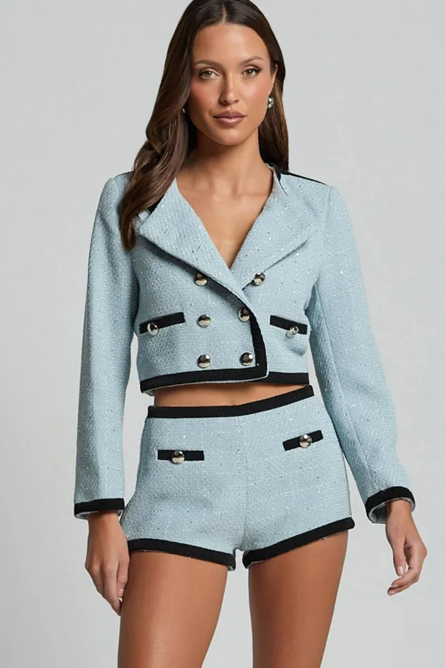 Gina Shorts 8211 Contrast Pocket Detail Shorts In Ice Blue Women Showpo Shorts