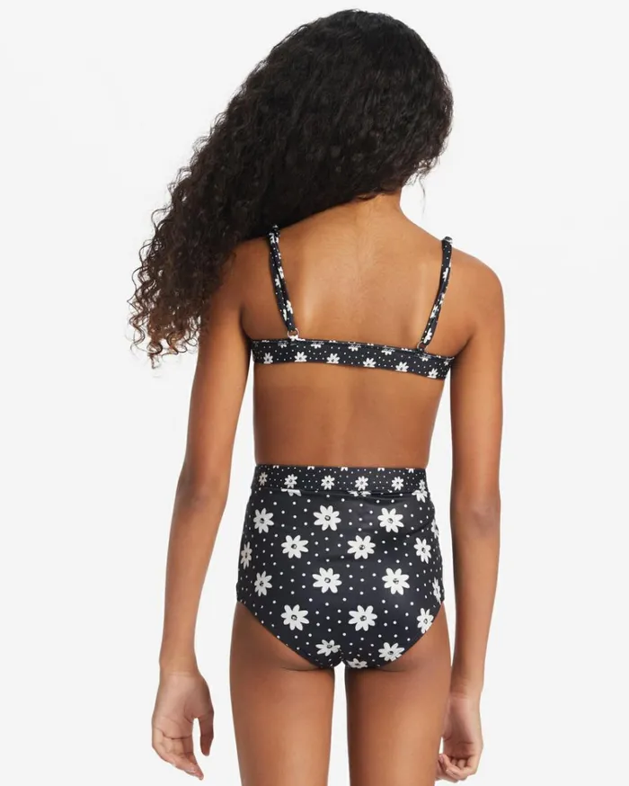Girl039s Flowers In The Sky Banded Tri Bikini Set Black Pebble Kids Billabong Girls039 Swimwear