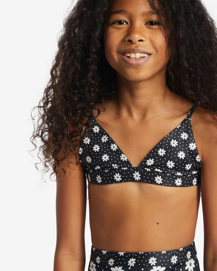 Girl039s Flowers In The Sky Banded Tri Bikini Set Black Pebble Kids Billabong Girls039 Swimwear