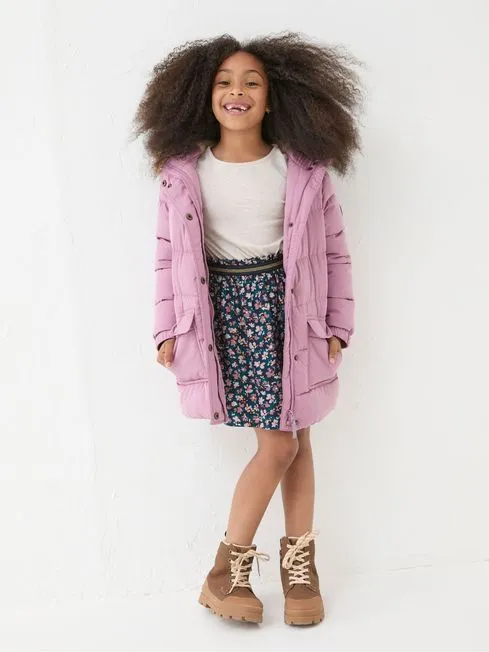 Girls Fatface Coats and Jackets Lily Dusky Purple Longline Padded Coat