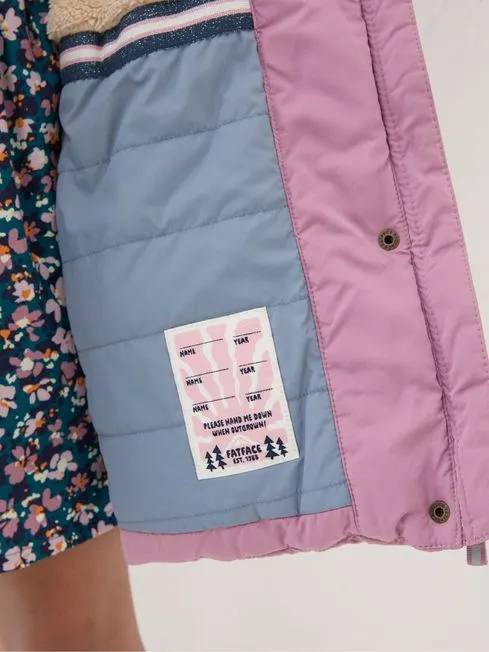 Girls Fatface Coats and Jackets Lily Dusky Purple Longline Padded Coat