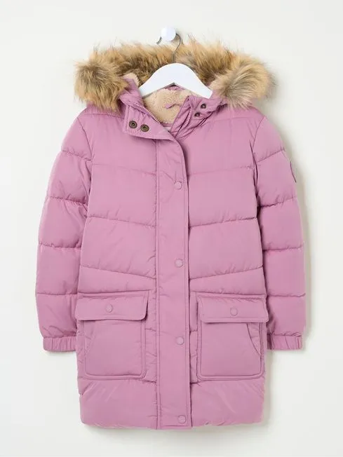 Girls Fatface Coats and Jackets Lily Dusky Purple Longline Padded Coat