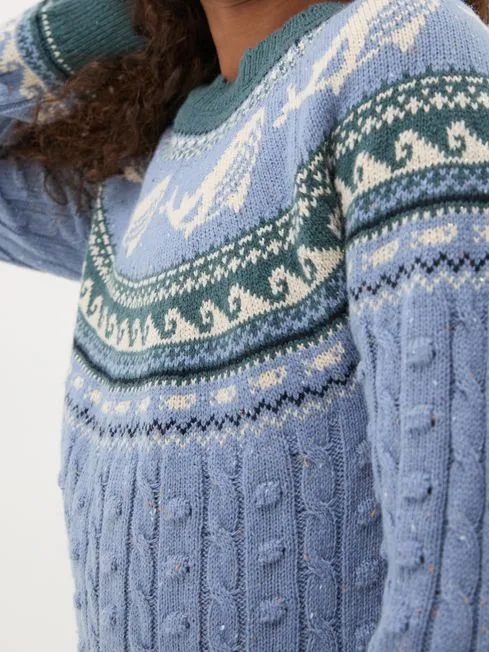 Girls Fatface Dresses Light Blue Shelter Fairisle Pattern Dress Girls Fatface Dresses Light Blue Shelter Fairisle Pattern Dress