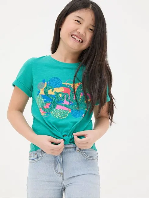 Girls Fatface Tops and TShirts Blue Smile Graphic TShirt