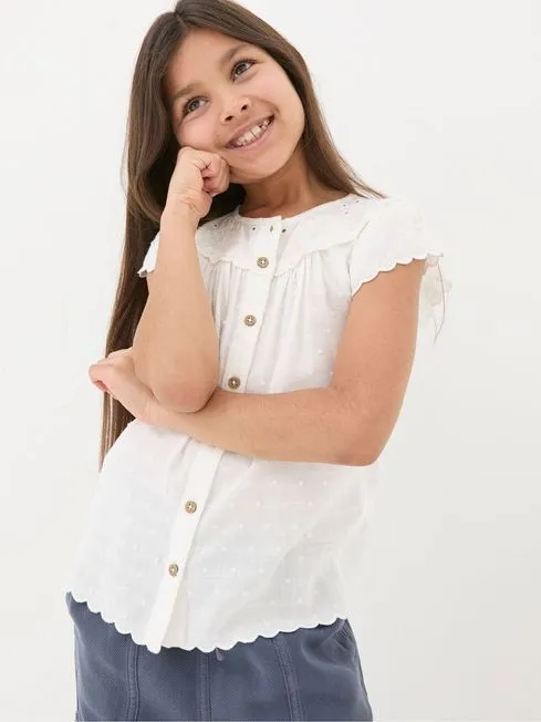 Girls Fatface Tops and TShirts Emily White Embroidered Blouse