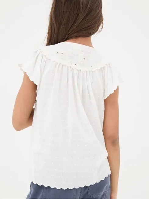 Girls Fatface Tops and TShirts Emily White Embroidered Blouse Girls Fatface Tops and TShirts Emily White Embroidered Blouse