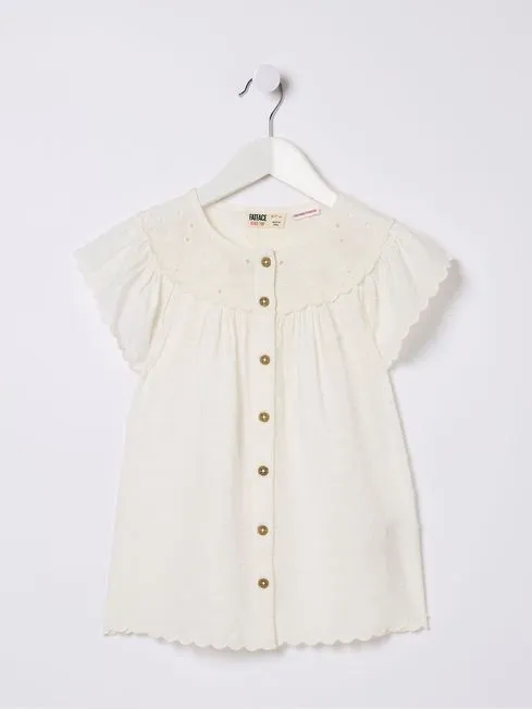 Girls Fatface Tops and TShirts Emily White Embroidered Blouse Girls Fatface Tops and TShirts Emily White Embroidered Blouse
