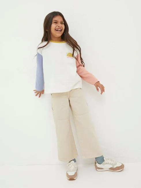 Girls Fatface Tops and TShirts Natural Sun Embroidered TShirt
