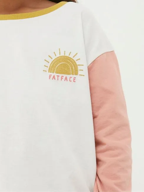 Girls Fatface Tops and TShirts Natural Sun Embroidered TShirt Girls Fatface Tops and TShirts Natural Sun Embroidered TShirt