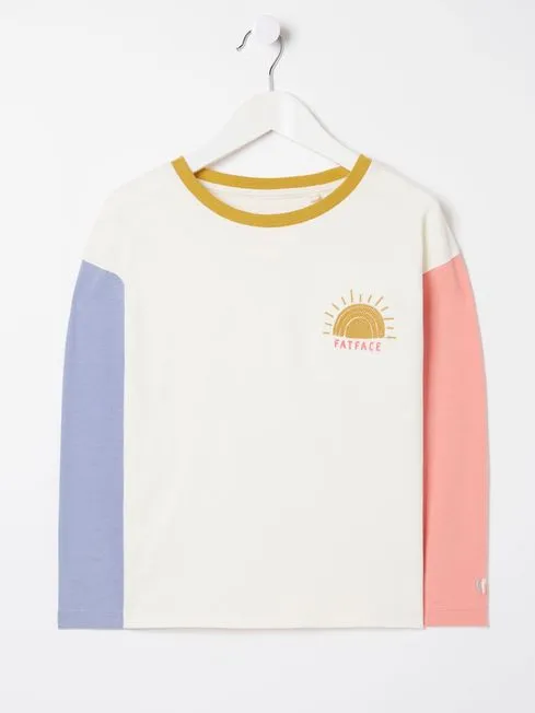 Girls Fatface Tops and TShirts Natural Sun Embroidered TShirt Girls Fatface Tops and TShirts Natural Sun Embroidered TShirt