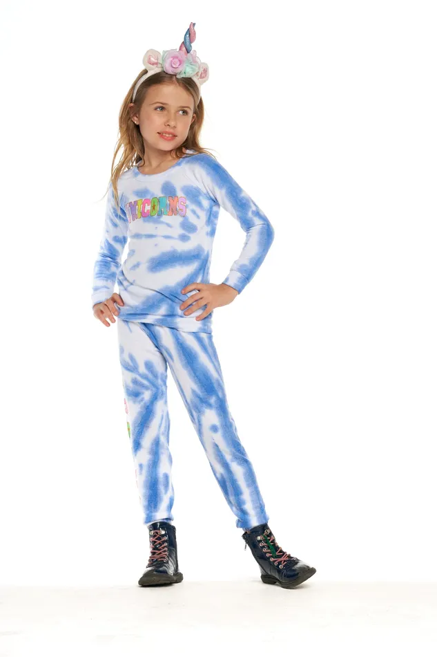 Girls Tops Chaser Brand Tie Dye Glitter Unicorn