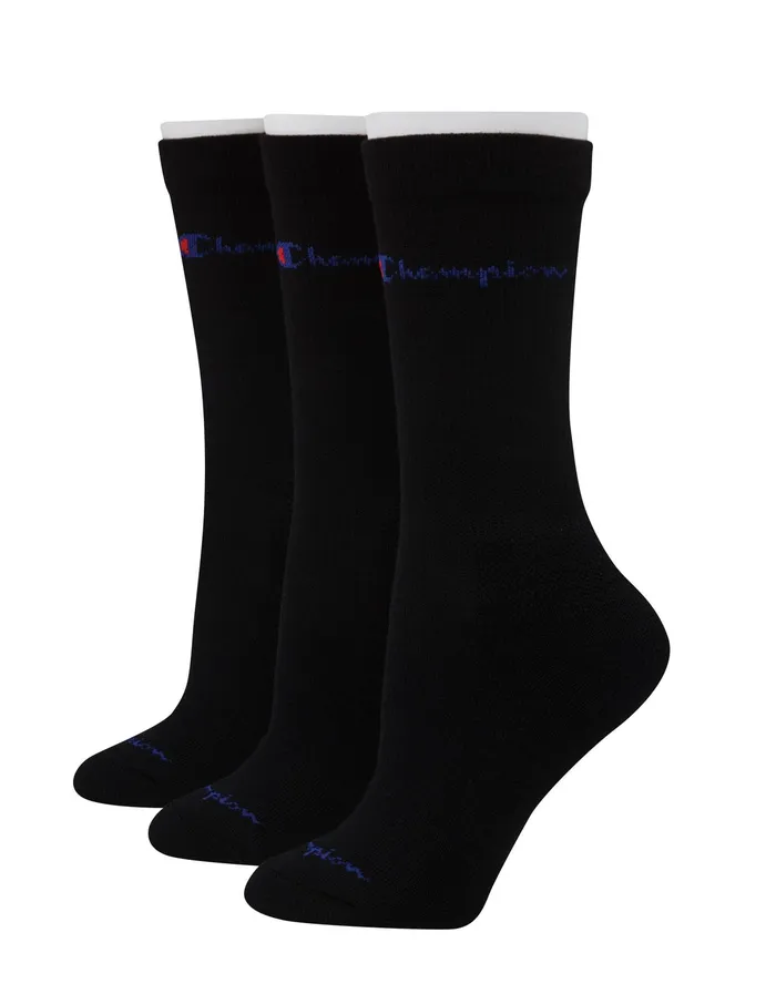 Graduated Compression Crew Socks 3Pairs Black Women Champion Socks