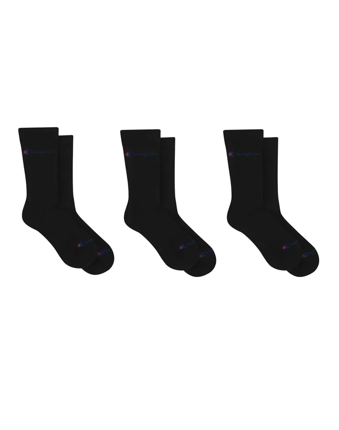 Graduated Compression Crew Socks 3Pairs Black Women Champion Socks