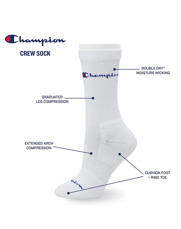 Graduated Compression Crew Socks 3Pairs Black Women Champion Socks
