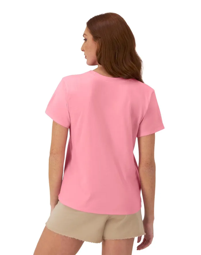 Graphic TShirt Drop Shadow Champion Script C Logo Marzipan Pink Women Champion TShirts and Tops