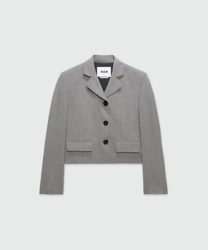 Gray Virgin Wool Boxy Jacket Women MSGM Blazers