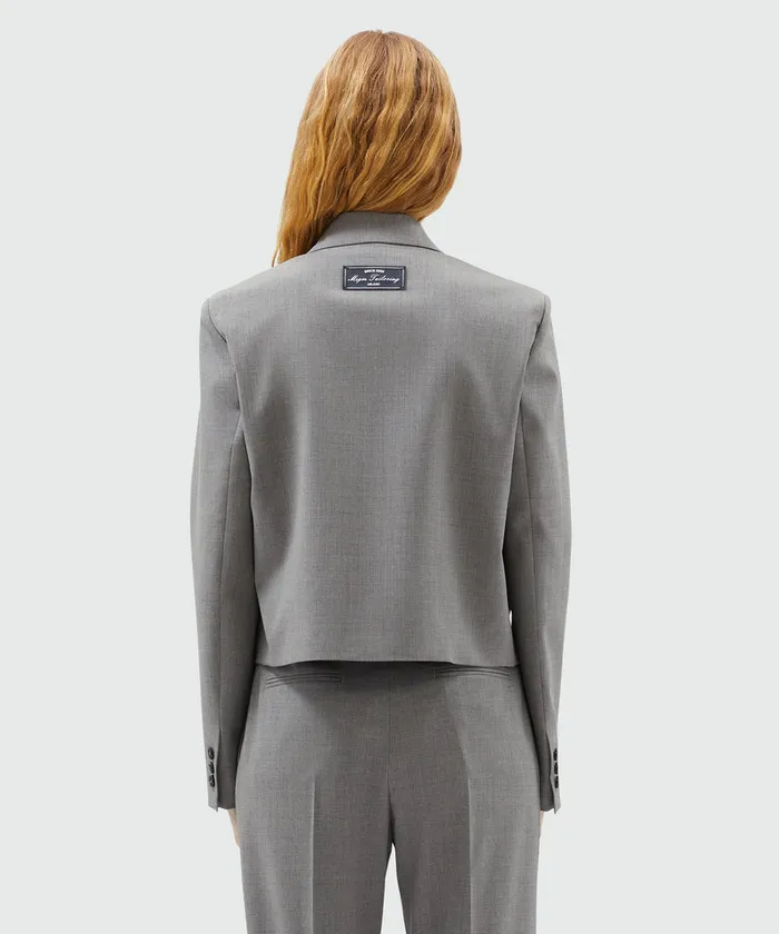Gray Virgin Wool Boxy Jacket Women MSGM Blazers