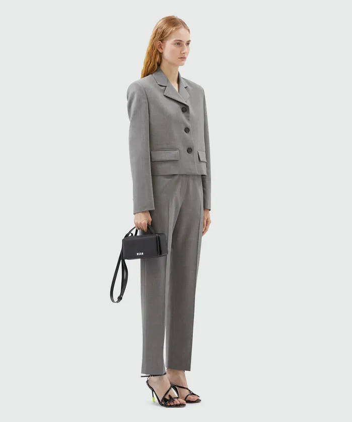 Gray Virgin Wool Boxy Jacket Women MSGM Blazers