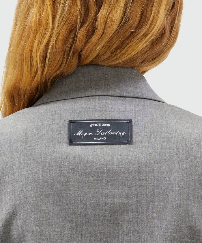 Gray Virgin Wool Boxy Jacket Women MSGM Blazers