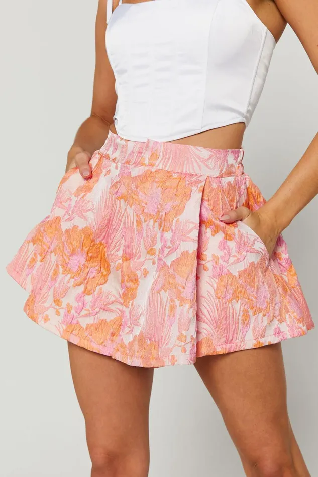 Hailey Shorts 8211 Jacquard Full Shorts In Pink and Orange Women Showpo Shorts