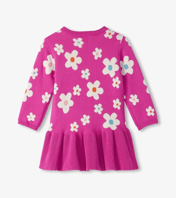 Hatley Baby and Toddler Girls White Flowers Sweater Dress Baby and Toddler Dresses