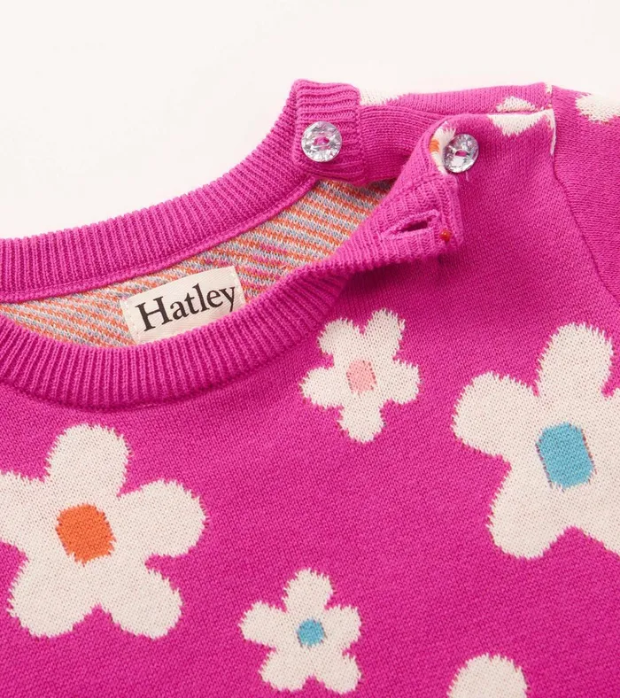 Hatley Baby and Toddler Girls White Flowers Sweater Dress Baby and Toddler Dresses