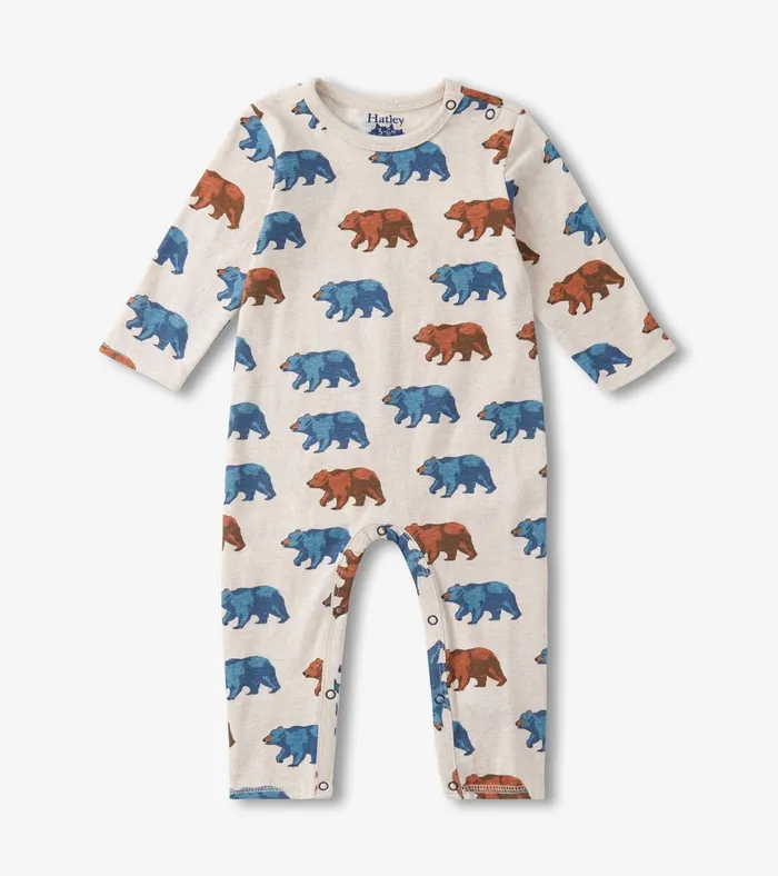 Hatley Baby Boys Bluestone Bears Long Sleeve Romper Baby and Toddler Rompers