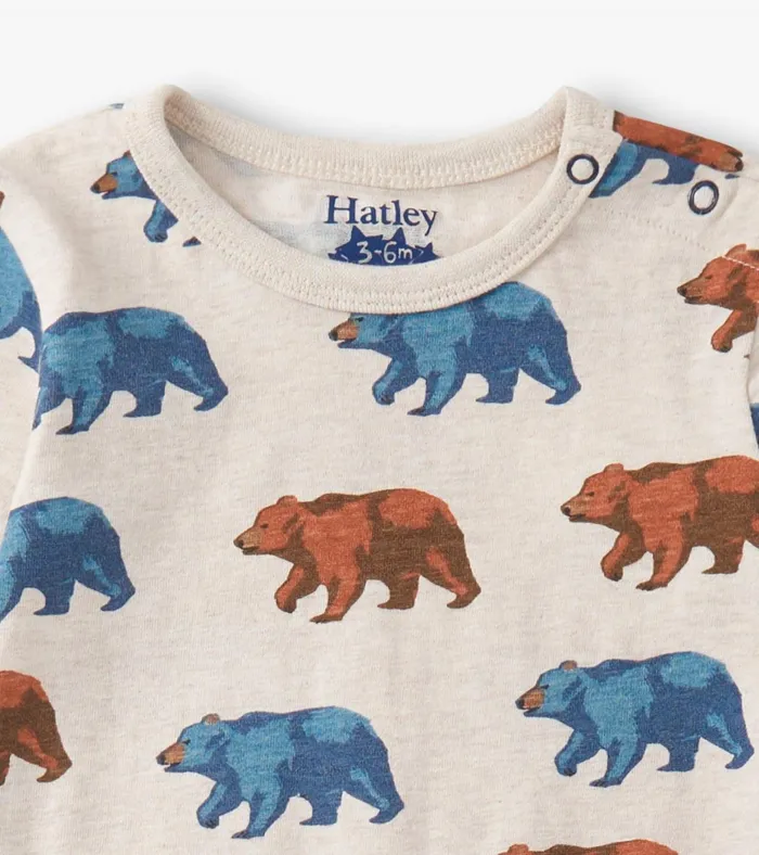 Hatley Baby Boys Bluestone Bears Long Sleeve Romper Baby and Toddler Rompers