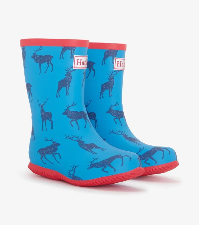 Hatley Boys Blue Elks Packable Rain Boots Boys Rainwear