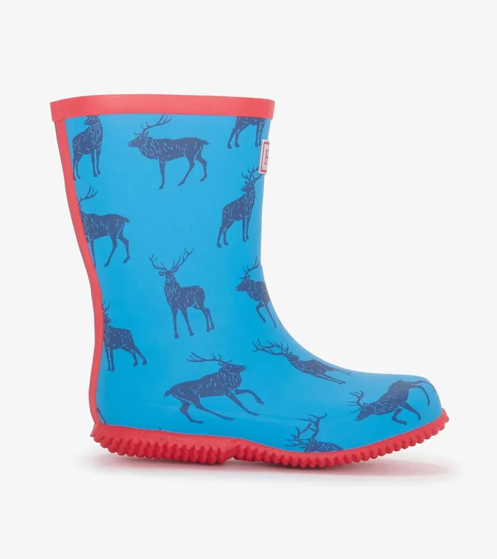 Hatley Boys Blue Elks Packable Rain Boots Boys Rainwear