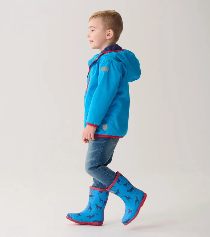 Hatley Boys Blue Elks Packable Rain Boots Boys Rainwear