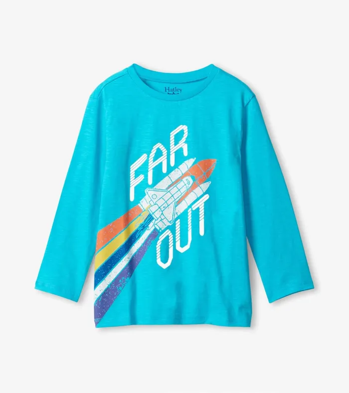 Hatley Boys Rocketship Long Sleeve TShirt Boys Tops