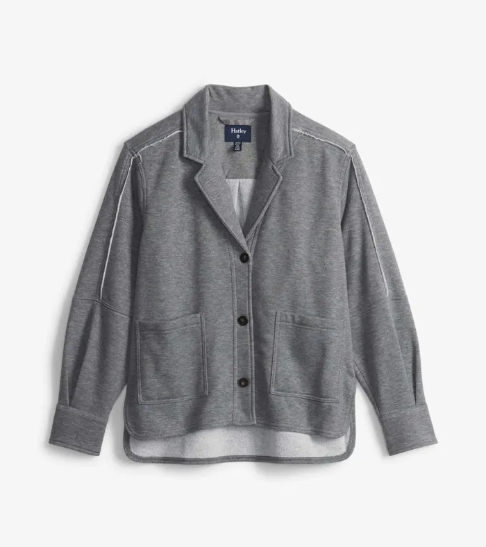 Hatley Emily Relaxed Blazer 8211 Charcoal Melange Women Sweaters