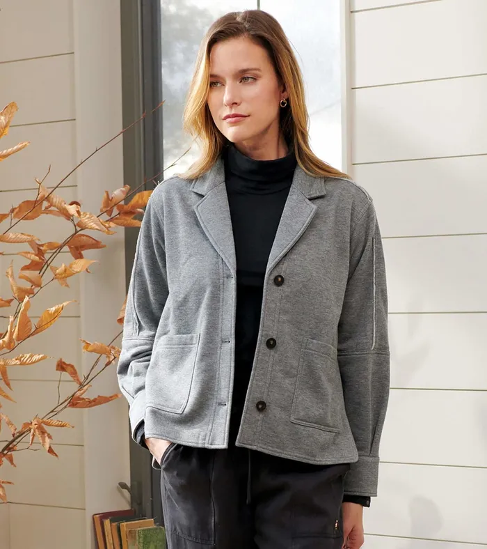 Hatley Emily Relaxed Blazer 8211 Charcoal Melange Women Sweaters