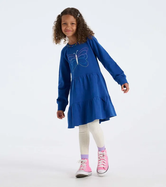 Hatley Girls Groovy Butterfly Gathered Tiered Dress Girls Dresses