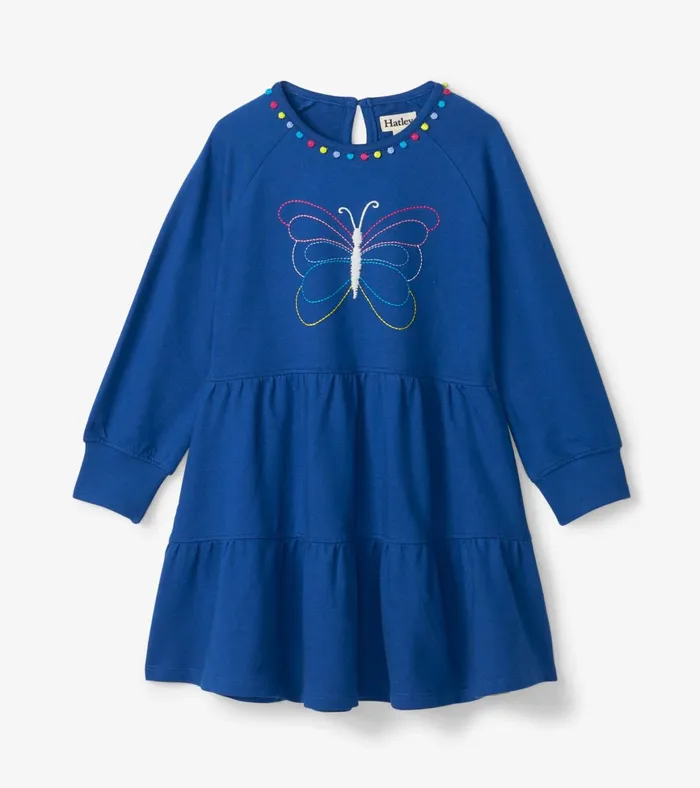 Hatley Girls Groovy Butterfly Gathered Tiered Dress Girls Dresses