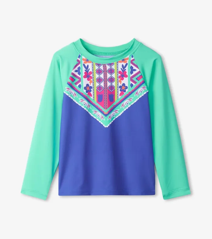 Hatley Girls Kaleidoscope Long Sleeve Rashguard Girls Swimwear
