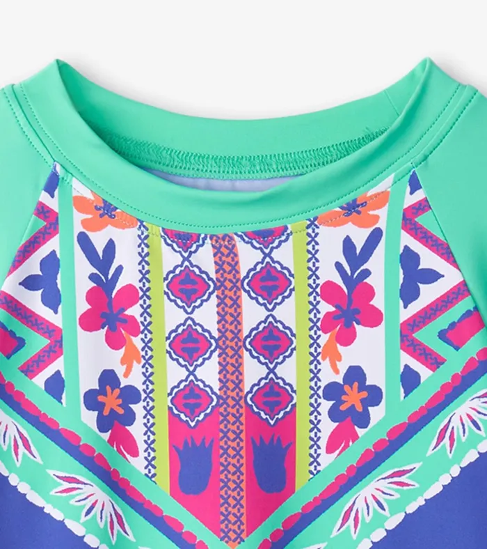 Hatley Girls Kaleidoscope Long Sleeve Rashguard Girls Swimwear